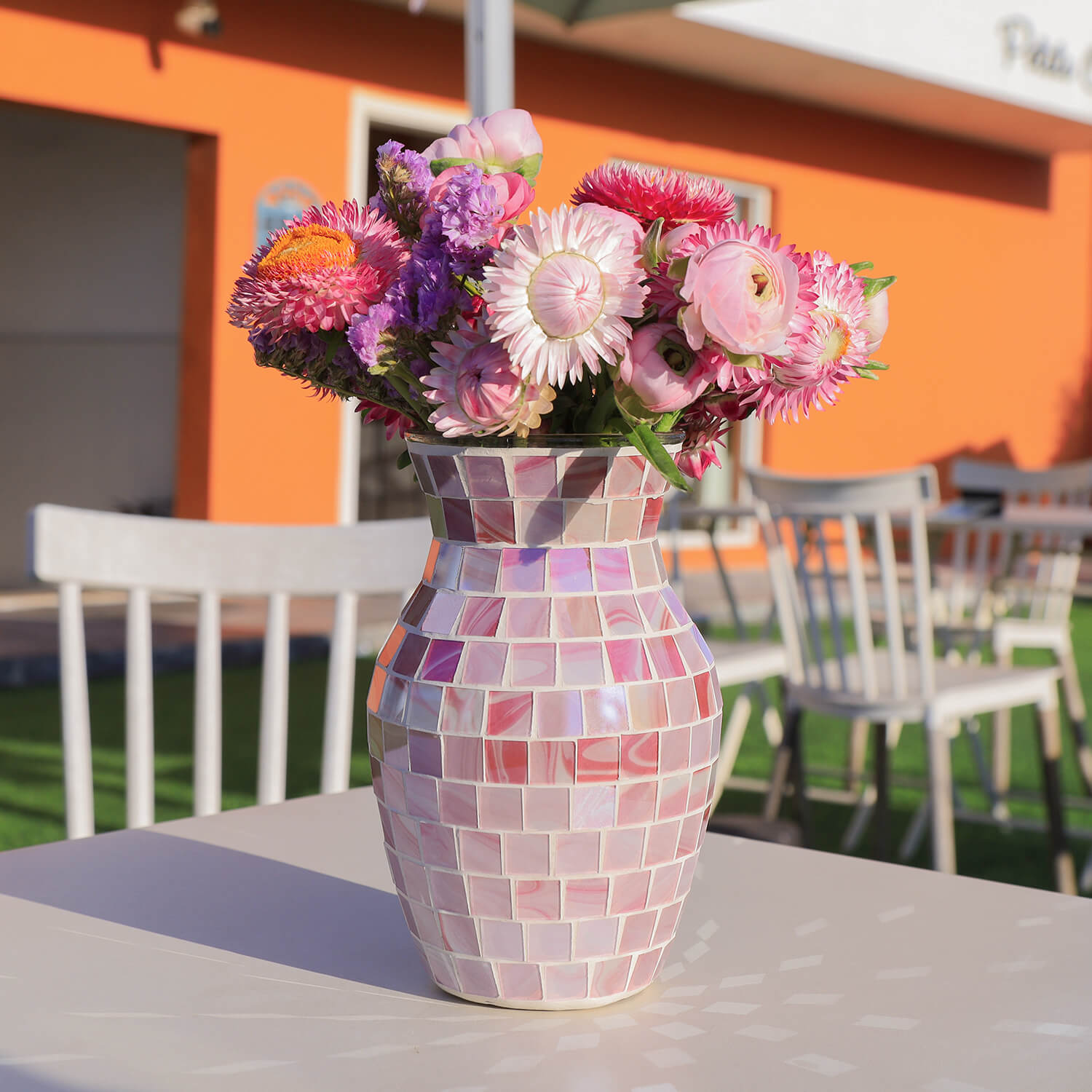 Amazon.com: Pink Vase for Flowers - Handmade Mosaic Glass